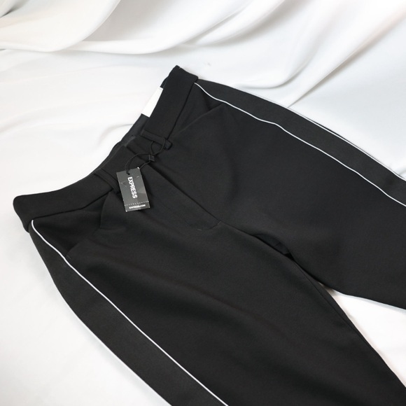🅽🅴🆆 EXPRESS skinny high rise stretch+ women’s size 4S/4C, black white stripe - Picture 1 of 16